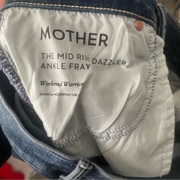 MOTHER The Mid Rise Dazzler Ankle Fray Jeans Weekend Warrior Size 26 EUC - Picture 10 of 14